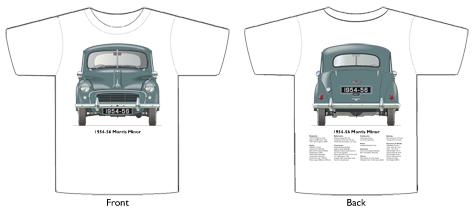 Morris Minor 4dr saloon Series II 1954-56 T-shirt Front & Back